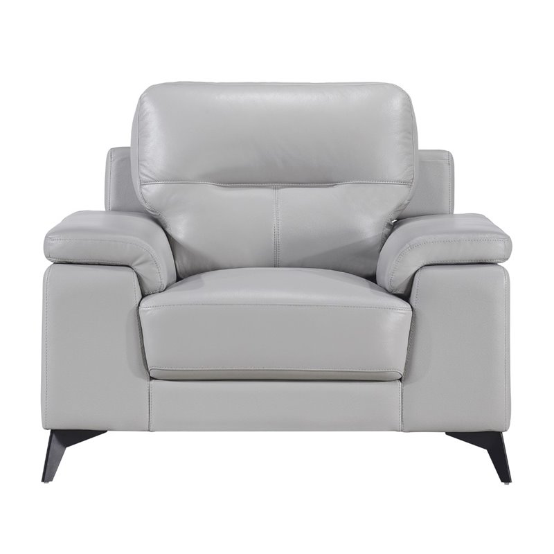 Pemberly Row Leather Match Accent Chair in Silver Gray
