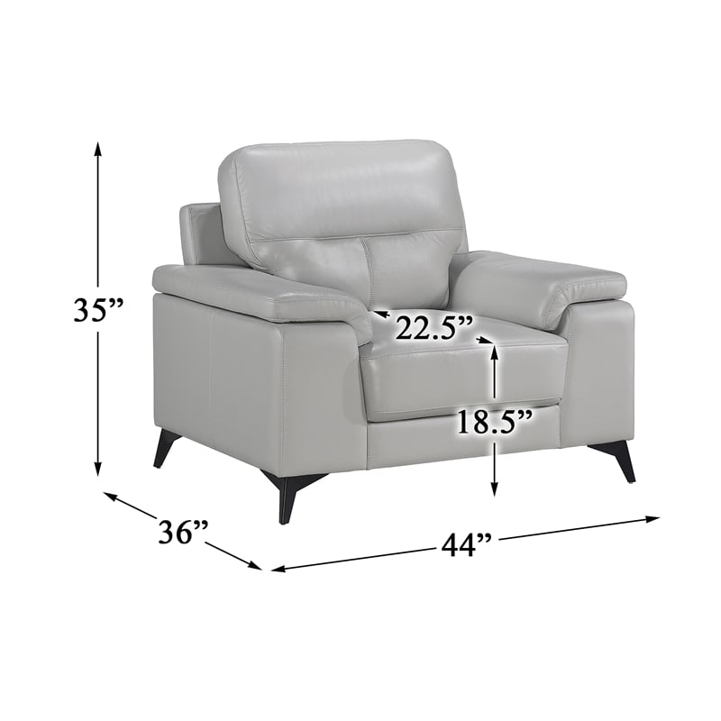 Pemberly Row Leather Match Accent Chair in Silver Gray