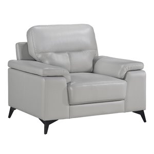 Pemberly Row Leather Match Accent Chair in Silver Gray