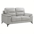 Pemberly Row Leather Match Loveseat in Silver Gray