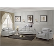 Pemberly Row Leather Match Loveseat in Silver Gray