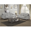 Pemberly Row Leather Match Loveseat in Silver Gray