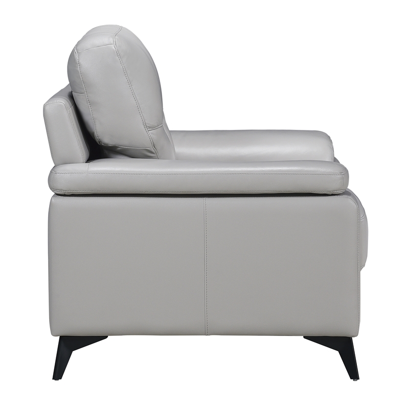Pemberly Row Leather Match Loveseat in Silver Gray