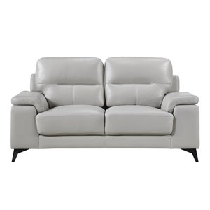 Pemberly Row Leather Match Loveseat in Silver Gray