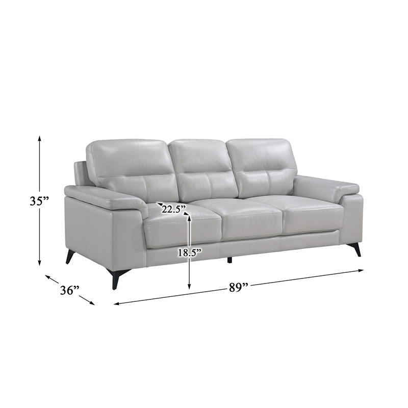 Pemberly Row Leather Match Sofa in Silver Gray