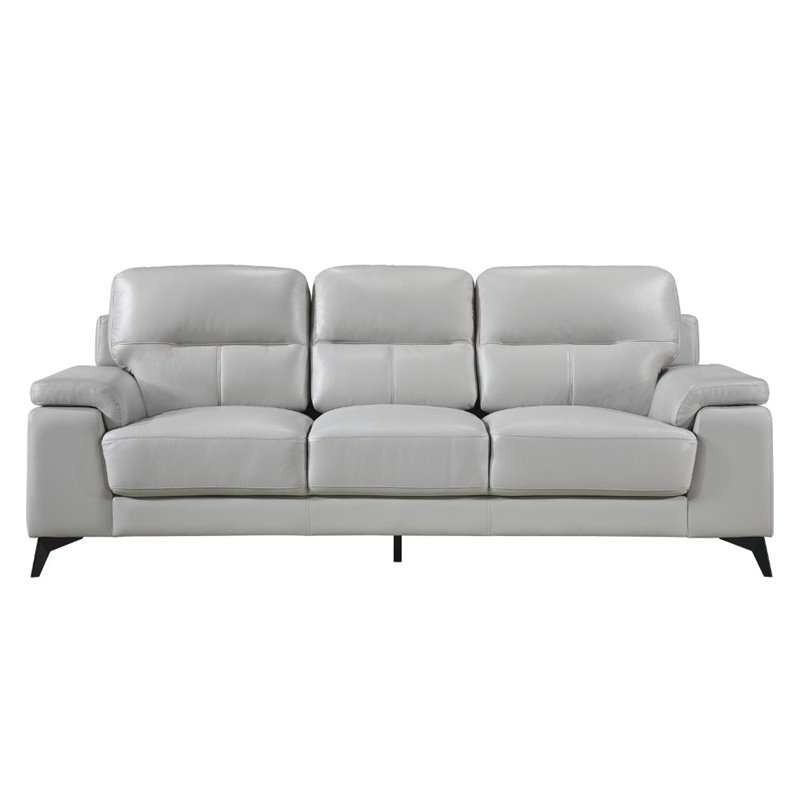 Pemberly Row Leather Match Sofa in Silver Gray
