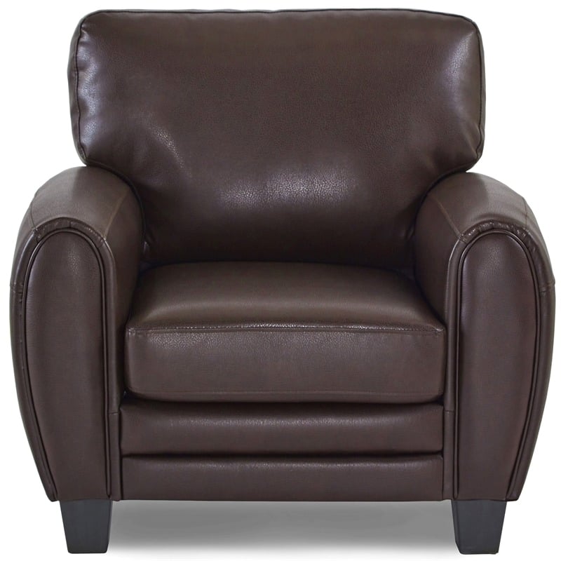 Pemberly Row 19'' Contemporary Faux Leather Accent Chair in Dark Brown