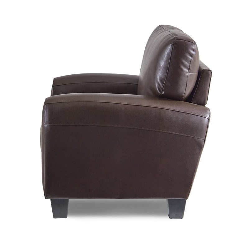 Pemberly Row 19'' Contemporary Faux Leather Accent Chair in Dark Brown