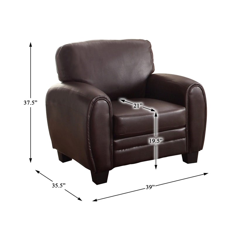 Pemberly Row 19'' Contemporary Faux Leather Accent Chair in Dark Brown