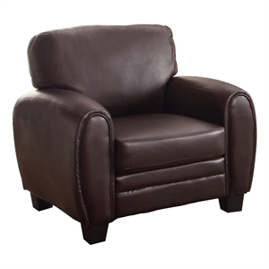 Pemberly Row 19'' Contemporary Faux Leather Accent Chair in Dark Brown