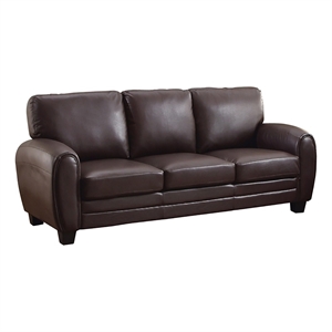 Pemberly Row 19&quot Contemporary Faux Leather Upholstered Sofa in Dark Brown