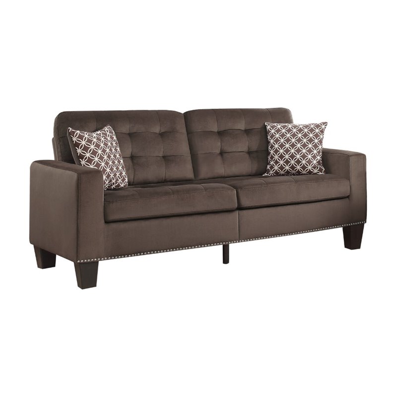 Pemberly Row Tufted Microfiber Sofa in Chocolate Cymax Business