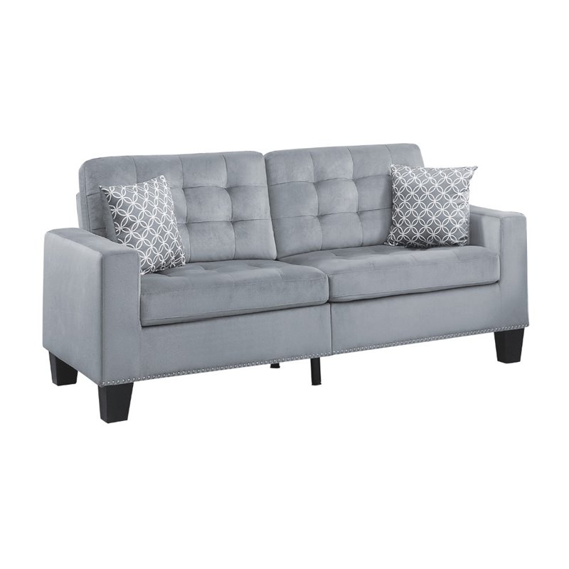 Pemberly Row Tufted Microfiber Sofa in Gray Cymax Business