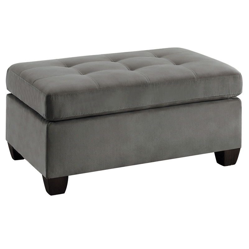 Pemberly Row Velvet Upholstered Ottoman in Taupe