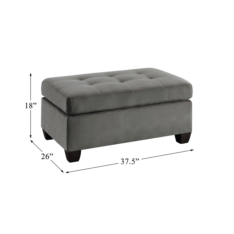 Pemberly Row Velvet Upholstered Ottoman in Taupe