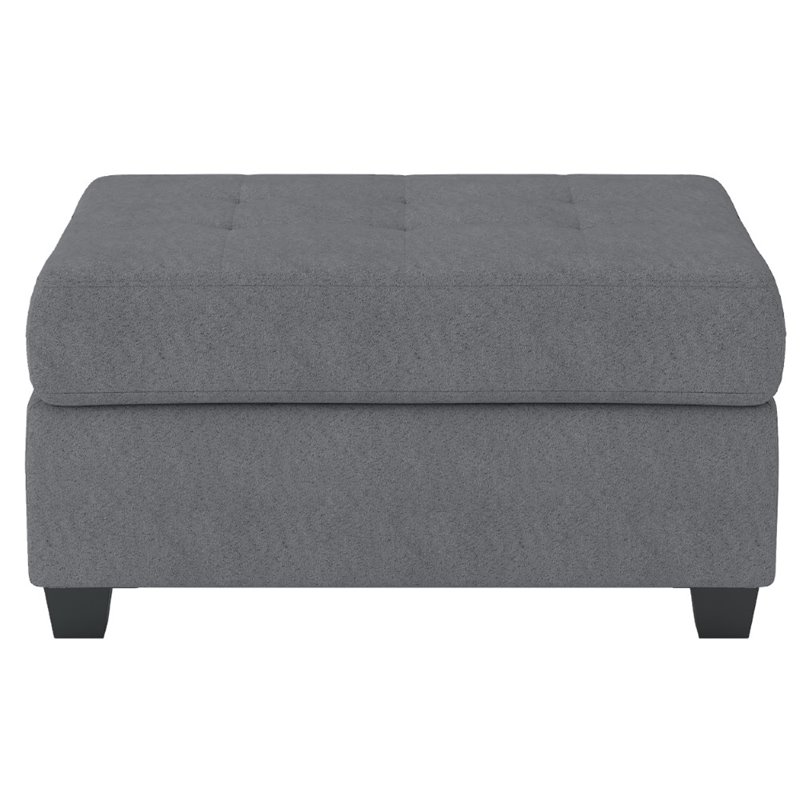 Pemberly Row Microfiber Ottoman with Storage in Dark Gray