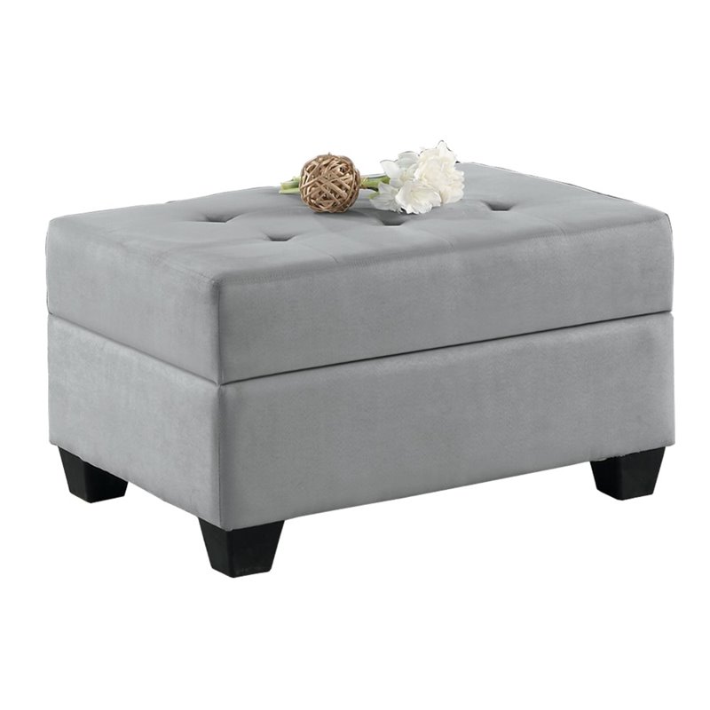 Pemberly Row Microfiber Ottoman with Storage in Gray