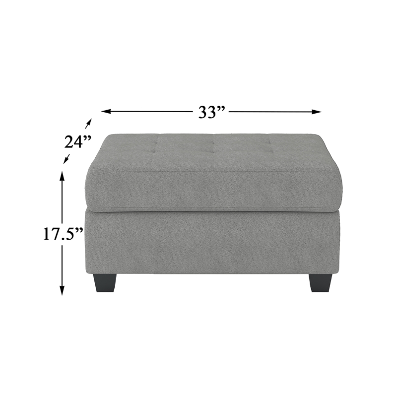Pemberly Row Microfiber Ottoman with Storage in Gray