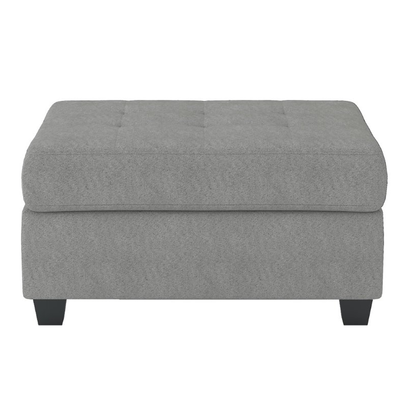 Pemberly Row Microfiber Ottoman with Storage in Gray