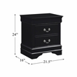 Pemberly Row Traditional 2-Drawer Wood Nightstand in Black