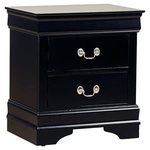 Pemberly Row Traditional 2-Drawer Wood Nightstand in Black