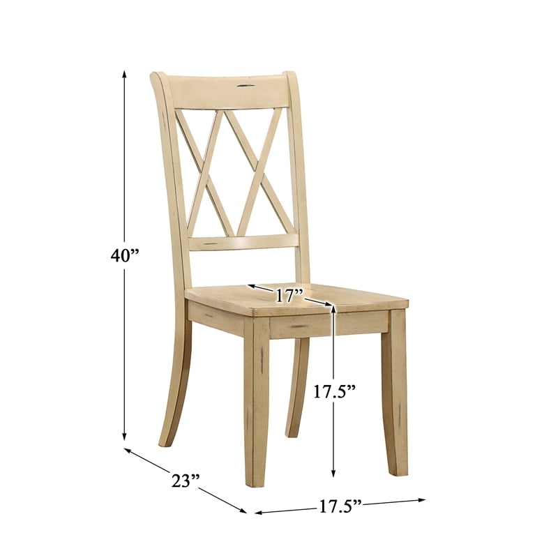 Pemberly Row Contemporary Wood Dining Room Side Chair in Buttermilk (Set of 2)
