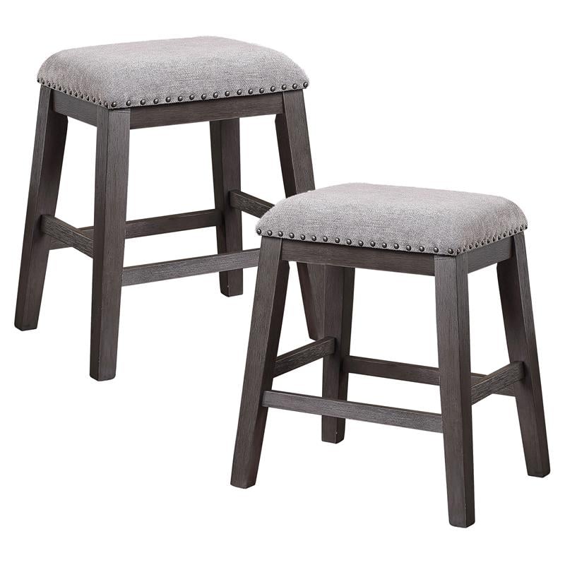 Pemberly Row Contemporary Wood Counter Height Stools in Gray (Set of 2)