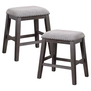 Pemberly Row Contemporary Wood Counter Height Stools in Gray (Set of 2)