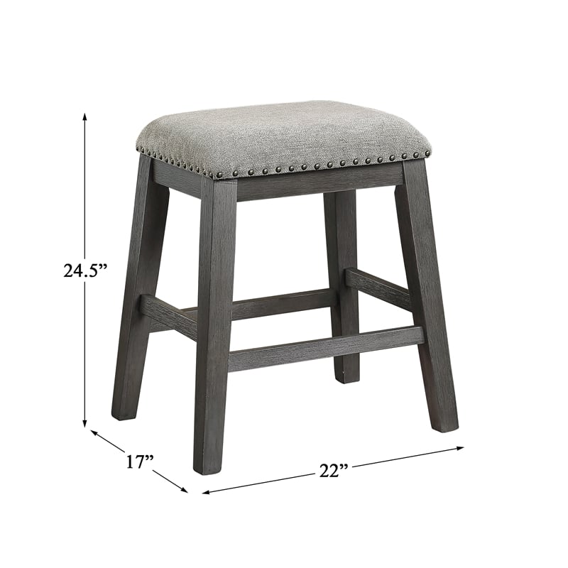Pemberly Row Contemporary Wood Counter Height Stools in Gray (Set of 2)