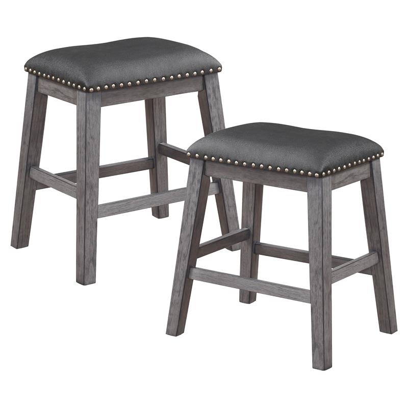 Pemberly Row Contemporary Wood Counter Height Stools in Gray (Set of 2)