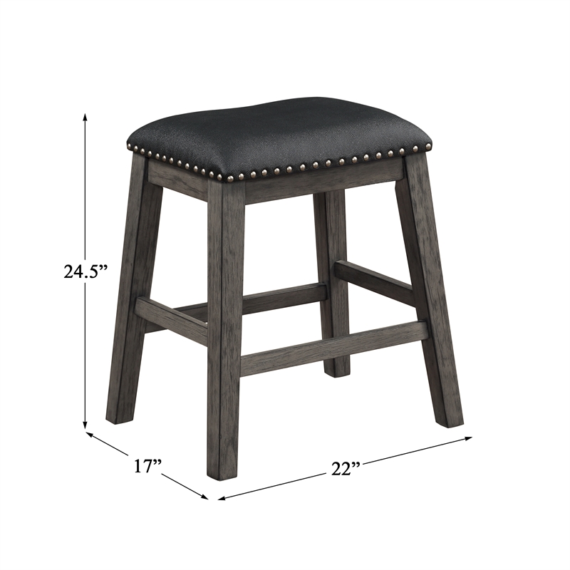 Pemberly Row Contemporary Wood Counter Height Stools in Gray (Set of 2)
