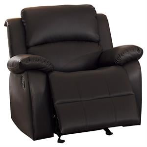pemberly row transitional faux leather glider reclining chair