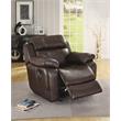 Pemberly Row Marille Traditional Faux Leather Glider Reclining Chair in Brown