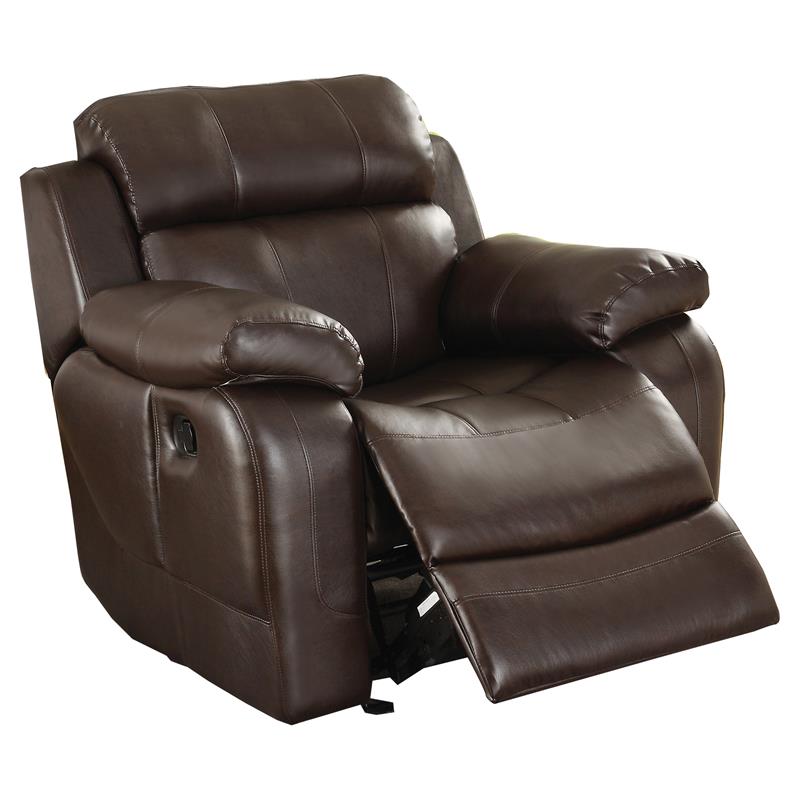 Pemberly Row Marille Traditional Faux Leather Glider Reclining Chair in Brown