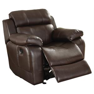 Pemberly Row Marille Traditional Faux Leather Glider Reclining Chair in Brown