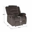 Pemberly Row Transitional Microfiber Fabric Reclining Chair in Chocolate