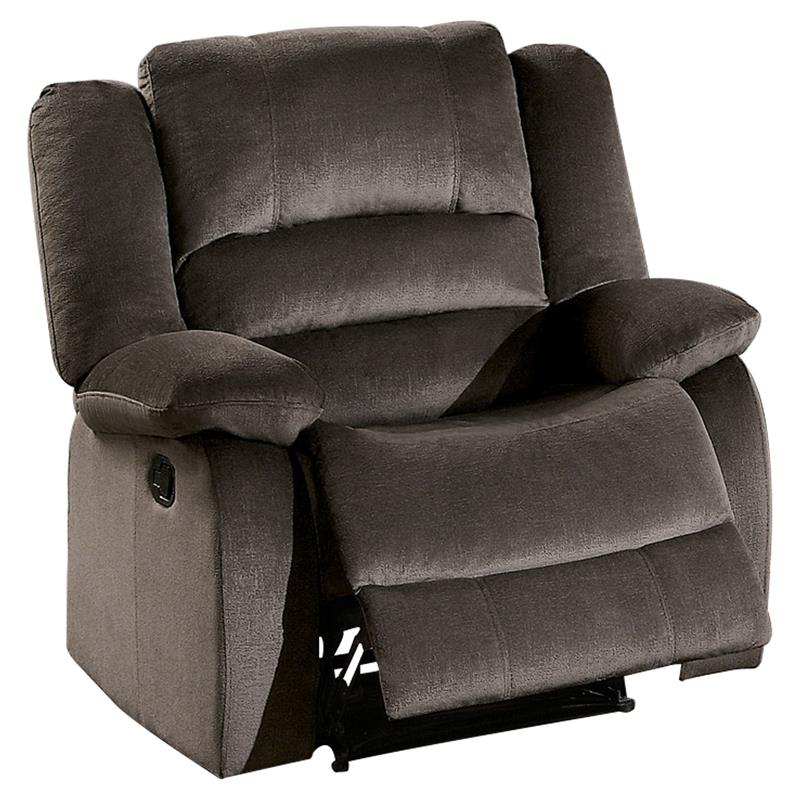 Pemberly Row Transitional Microfiber Fabric Reclining Chair in Chocolate