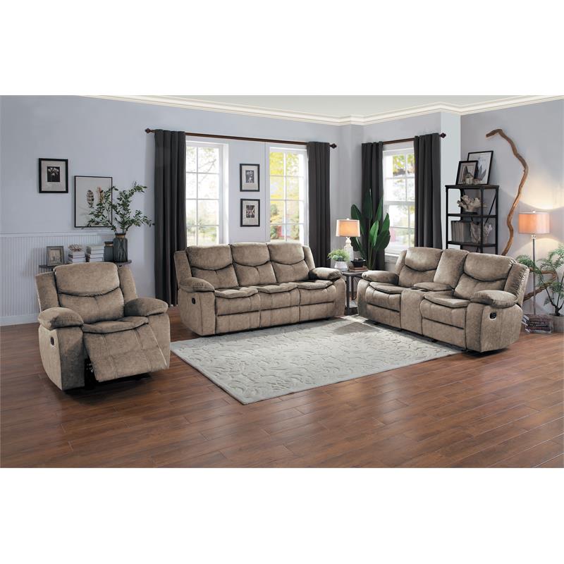 Pemberly Row Traditional Microfiber Fabric Glider Reclining Chair in Brown