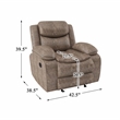 Pemberly Row Traditional Microfiber Fabric Glider Reclining Chair in Brown