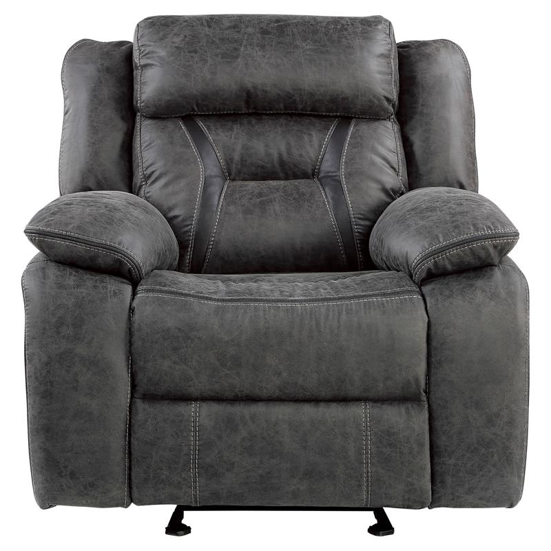Pemberly Row Traditional Microfiber Glider Reclining Chair in Gray