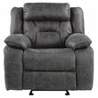 Pemberly Row Traditional Microfiber Glider Reclining Chair in Gray