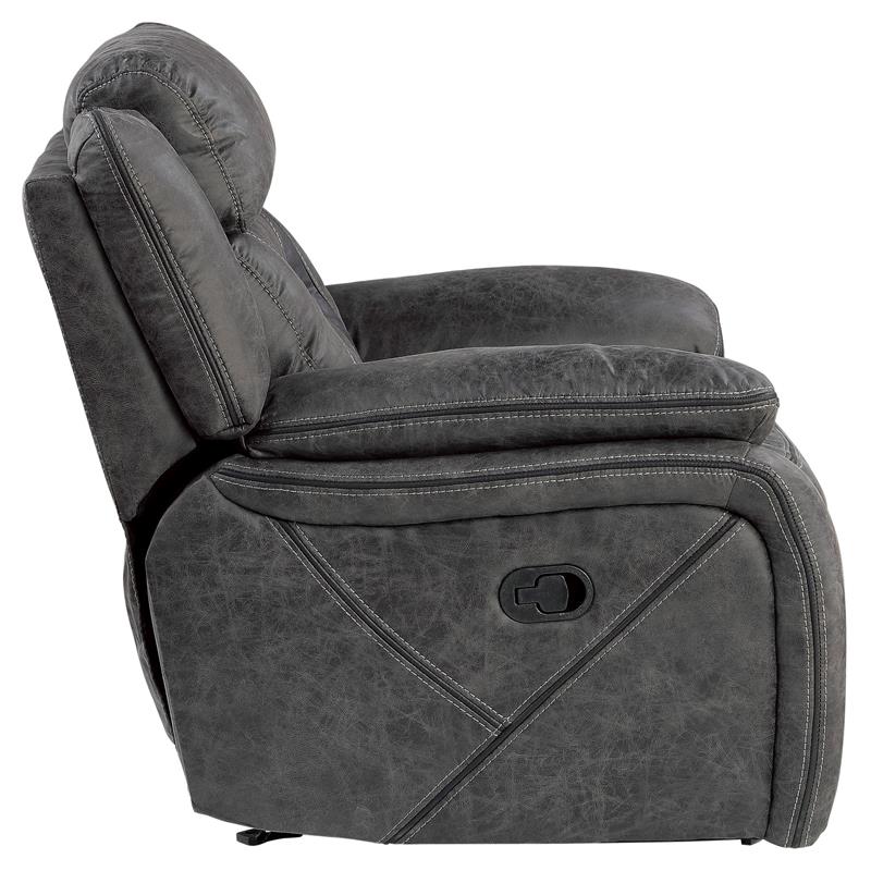 Pemberly Row Traditional Microfiber Glider Reclining Chair in Gray