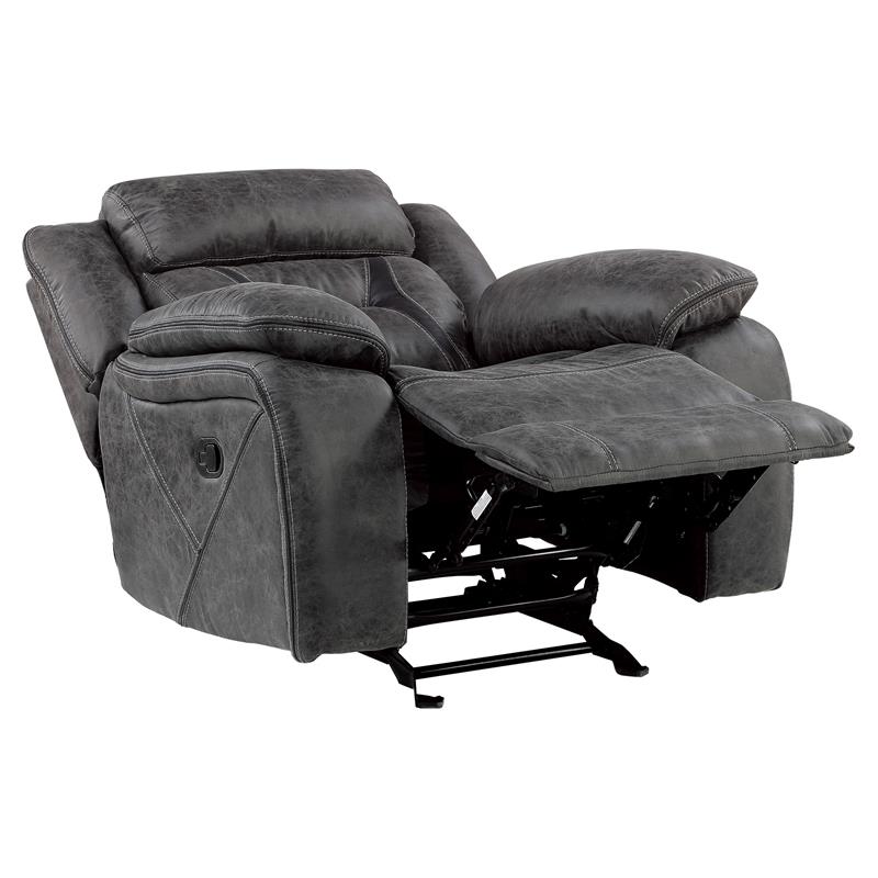 Pemberly Row Traditional Microfiber Glider Reclining Chair in Gray