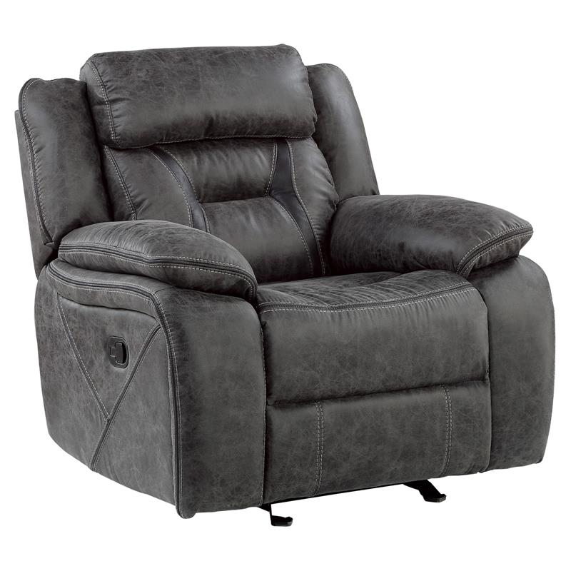 Pemberly Row Traditional Microfiber Glider Reclining Chair in Gray