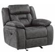 Pemberly Row Traditional Microfiber Glider Reclining Chair in Gray