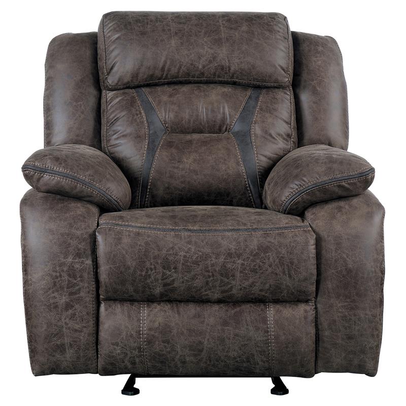 Pemberly Row Traditional Microfiber Glider Reclining Chair in Dark Brown