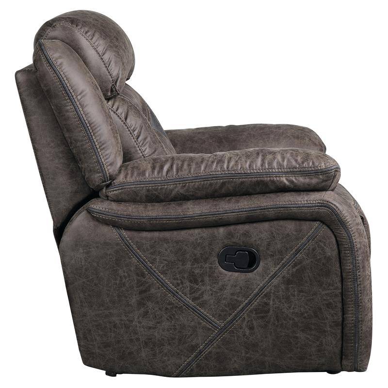 Pemberly Row Traditional Microfiber Glider Reclining Chair in Dark Brown