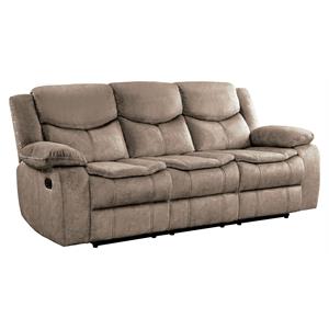 Pemberly Row 20.5&quot Traditional Microfiber Double Glider Reclining Sofa in Brown