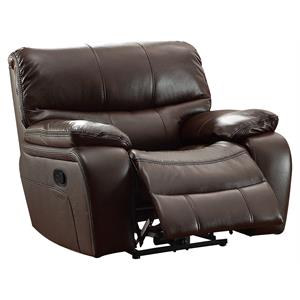 pemberly row traditional faux leather glider recling chair in dark brown