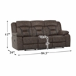 Pemberly Row Traditional Microfiber Double Reclining Sofa in Dark Brown